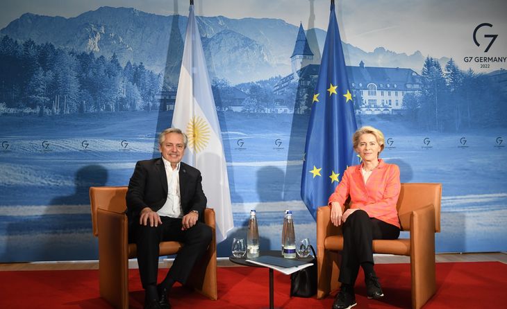 Alberto Fernández y Ursula von der Leyen.
