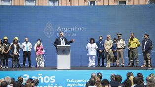Alberto Fernández en el acto por los tres años de su gestión.