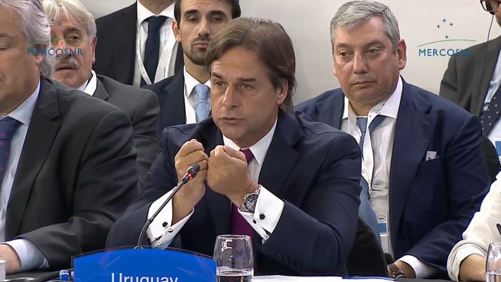 El presidente Luis Lacalle Pou en la cumbre del Mercsour.