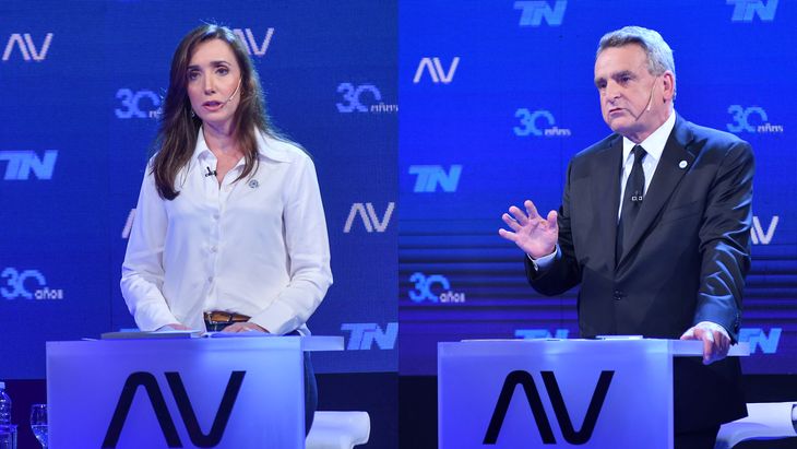 Victoria Villarruel y Agustín Rossi en el debate.