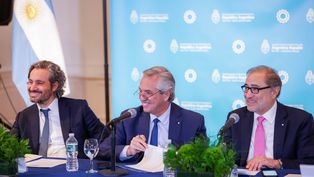 Santiago Cafiero, Alberto Fernández y Jorge Argüello en Estados Unidos.