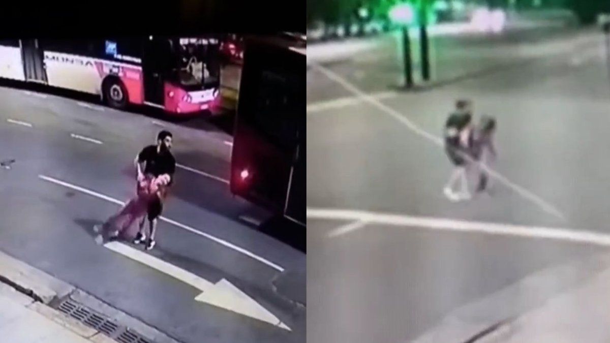 Los videos muestran a Facundo Moyano cuando la modelo corría por la avenida&nbsp;