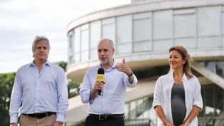 Parte del gabinete de la Ciudad Felipe Miguel, Horacio Rodríguez Larreta y Soledad Acuña.