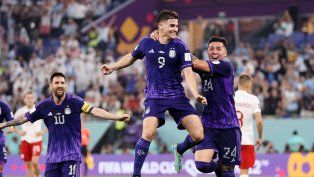 Festejo del segundo gol de la Selección Argentina por Julian Alvarez.