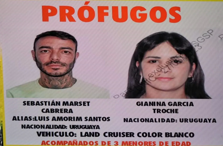 El afiche de búsqueda de Sebastián Marset y su esposa.