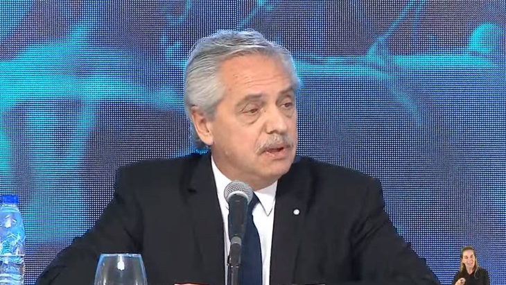 Alberto Fernandez, presidente argentino, durante la inauguración del gasoducto Nestro Kirchner.