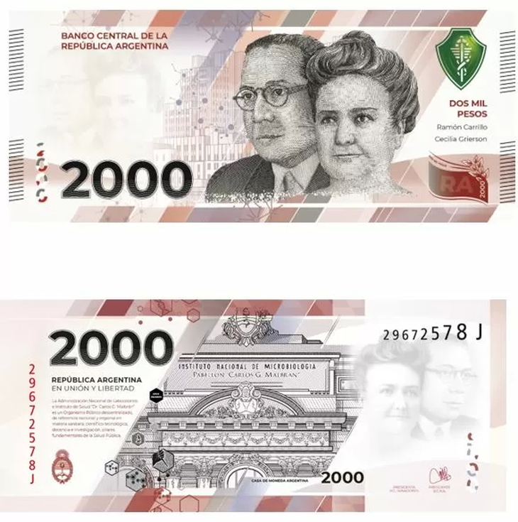 Ésta es la imagen del nuevo billete de $2000 aprobado por el Banco Central