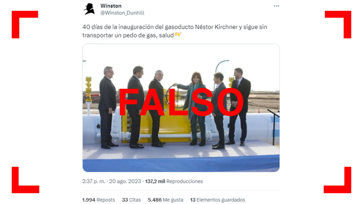 Circuló información falsa sobre el Gasoducto Néstor Kirchner