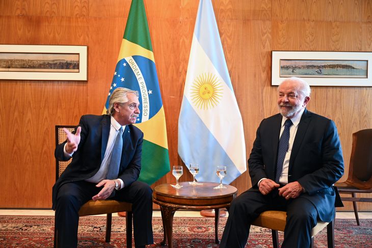 Reunión entre Alberto Fernández y su par en Brasil, Lula da Silva, en Brasilia.