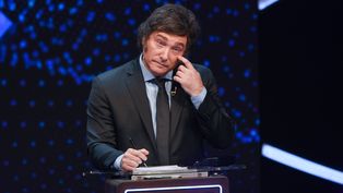 Javier Milei en el debate.