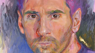 la gran pintura de messi, que se exhibe en paris, esta realizada por un artista argentino.