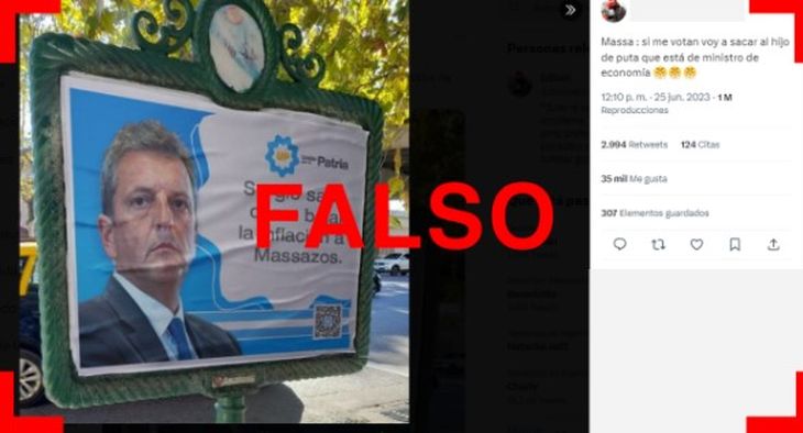 Circuló la imagen de un falso afiche sobre Sergio Massa