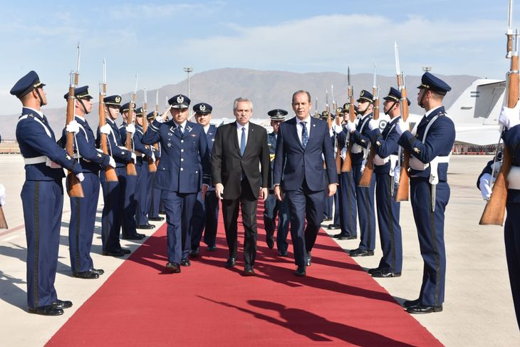 El presidente, Alberto Fernández, en Chile.