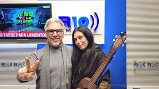 Charo Bogarín junto a Carlos Polimeni en Radio 10.