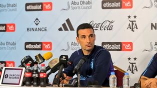 Lionel Scaloni en la conferencia de prensa.