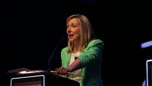 Myriam Bregman en el debate presidencial.