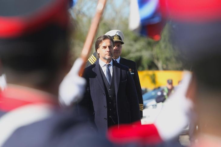 El presidente Luis Lacalle Pou, durante el acto por el Día de la Independencia de Uruguay.