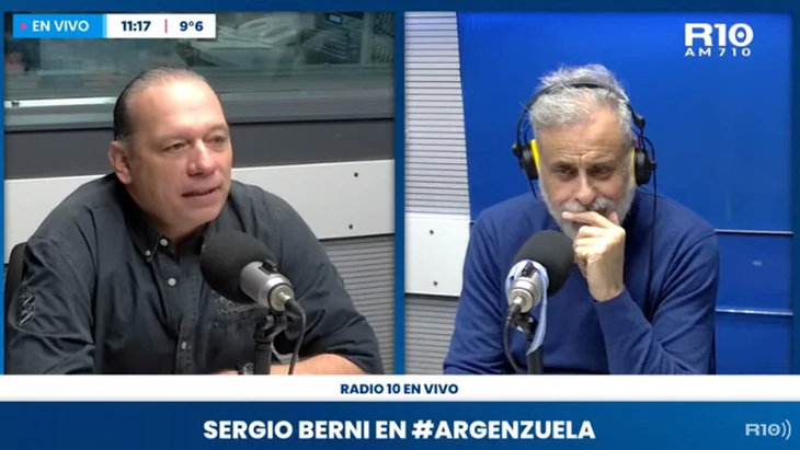 Sergio Berni visitó los estudios de Radio 10