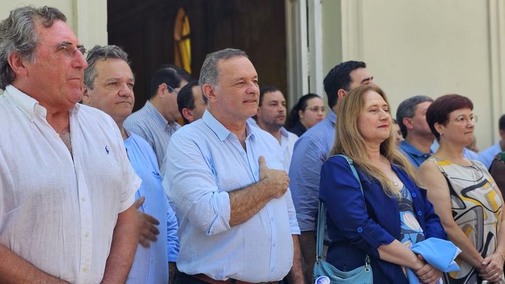 El precandidato del Partido Nacional, Álvaro Delgado, en Paysandú.