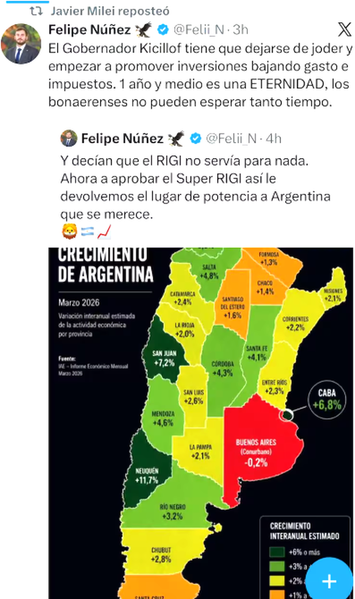 mapa milei