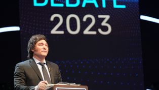 Javier Milei en el debate presidencial.