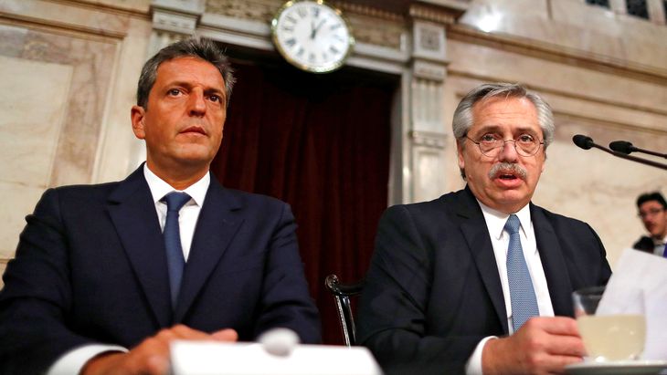 El ministro de Economía, Sergio Massa, y el presidente, Alberto Fernández.